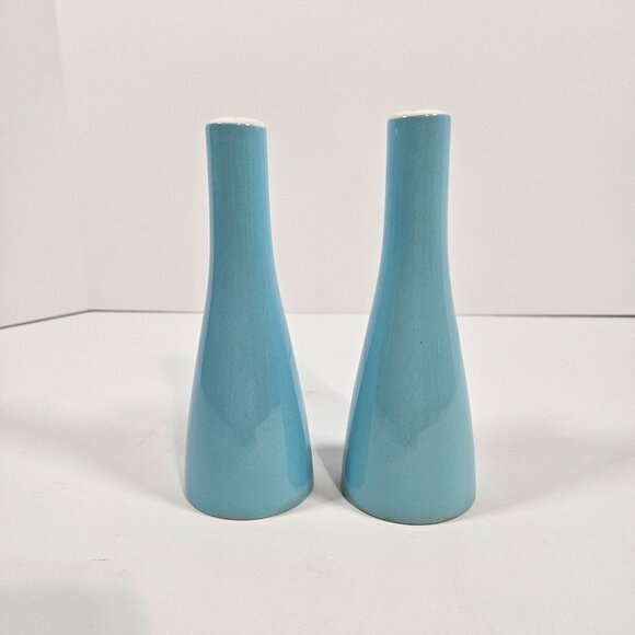 Vintage Mikasa Cera Stone Salt & Pepper Shakers Mid Century Blue Ceramic MCM - Picture 7 of 8